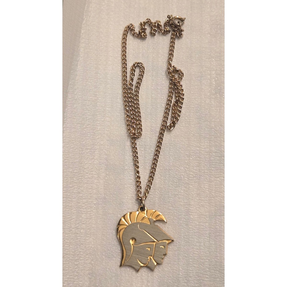 Vintage 1970s Gemini Zodiac Pendant Necklace Gold Tone Two Face Profile May June